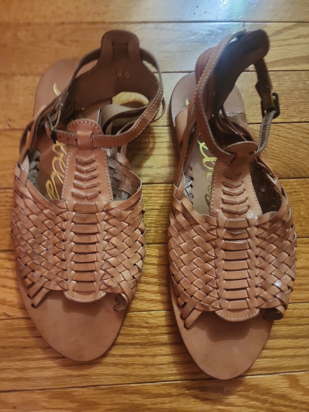 Rebel Nash Women’s Woven Leather Ankle-Strap Sandals in Brown